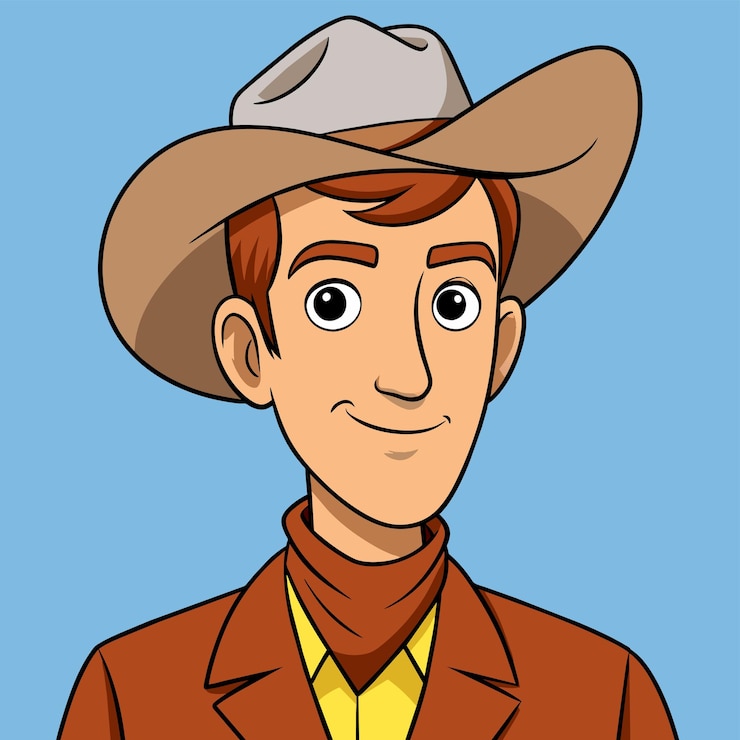 Vector cowboy hat western farmer hand drawn mascot cartoon character sticker icon concept isolated