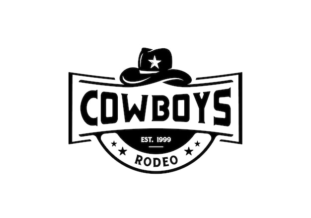 Cowboy hat western style vintage logo design inspiration template