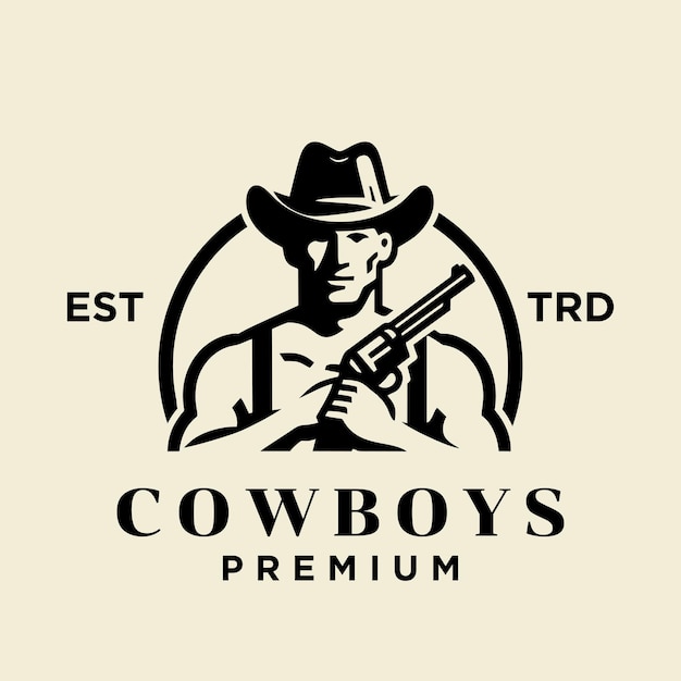 Cowboy head front face logo icon design