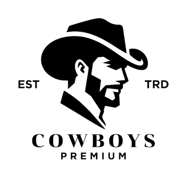 Cowboy head side face logo icon design