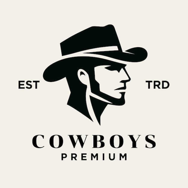 Cowboy head side face logo icon design