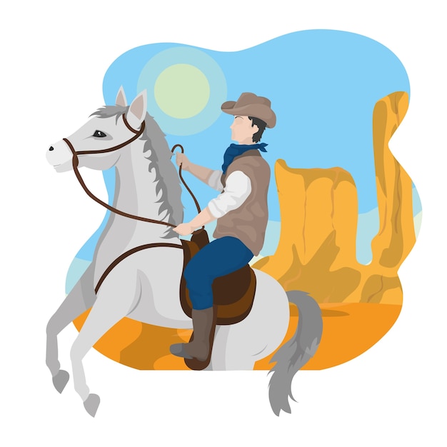 Cowboy on horse in desert