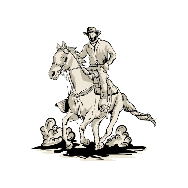 cowboy horse riding illustration