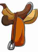 Vector cowboy horse riding saddle cartoon colored clipart