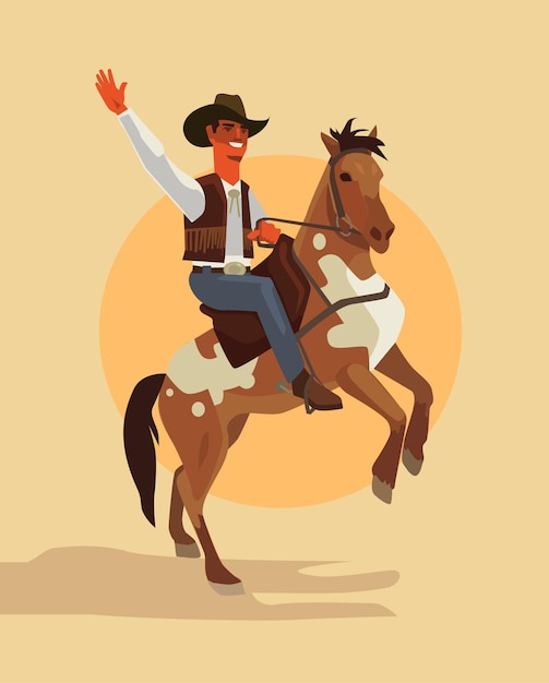 Vector cowboy karakter rijden paard.