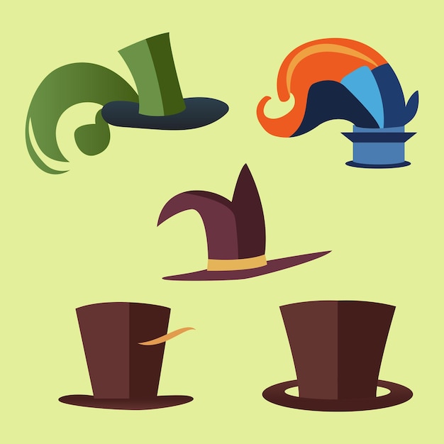 Cowboy, king, magician hat vector set illustration design