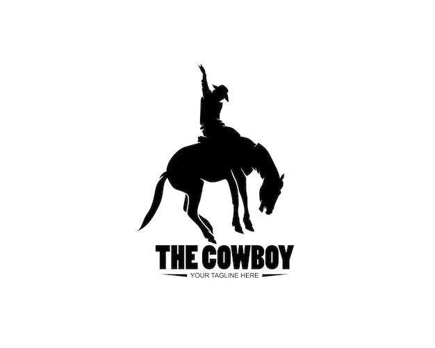 Vettore siluetta di vettore di disegno di logo del cowboy