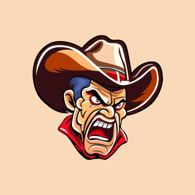 Vector cowboy logo hoofd buste shirt ontwerp