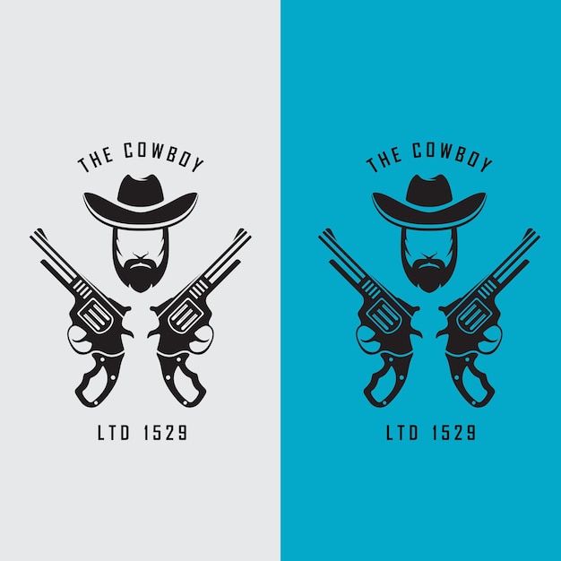 Vettore logo cowboy con modello slogan