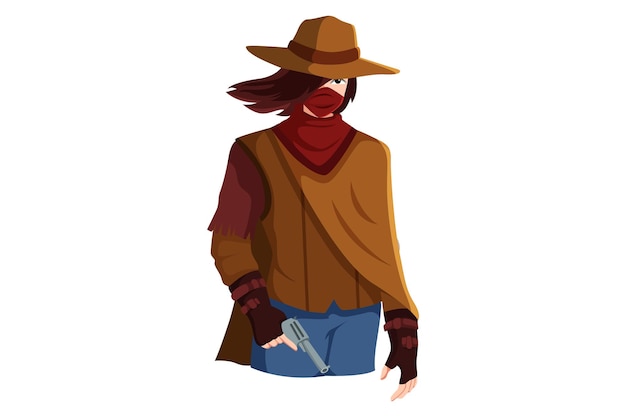 Vector cowboy man karakter ontwerp illustratie