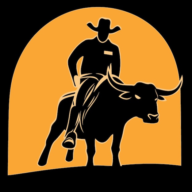 Cowboy man riding a bull