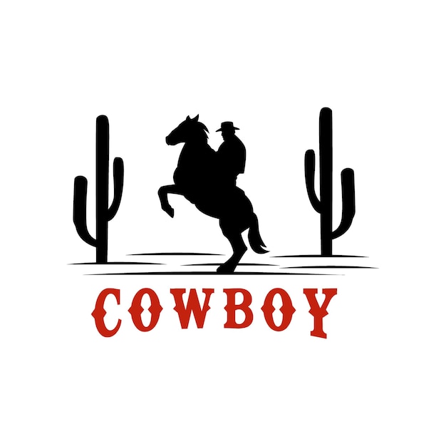 Cowboy Man Riding Horse Powerfully Silhouette