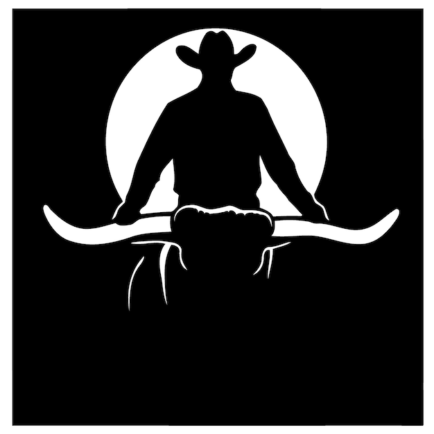 Vector cowboy man rijdt op een stier