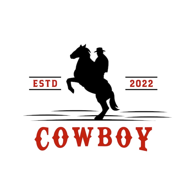 Cowboy Man rijdt paard krachtig silhouet