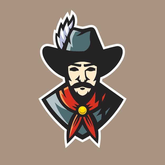 Vector cowboy mascot logo design vector
