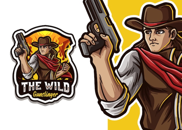 Illustrazione del logo della mascotte del cowboy