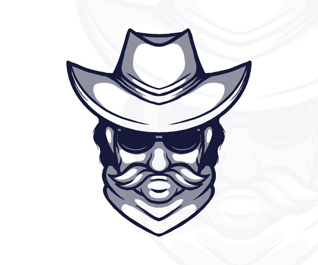 Cowboy mascot logo vector illustration white background