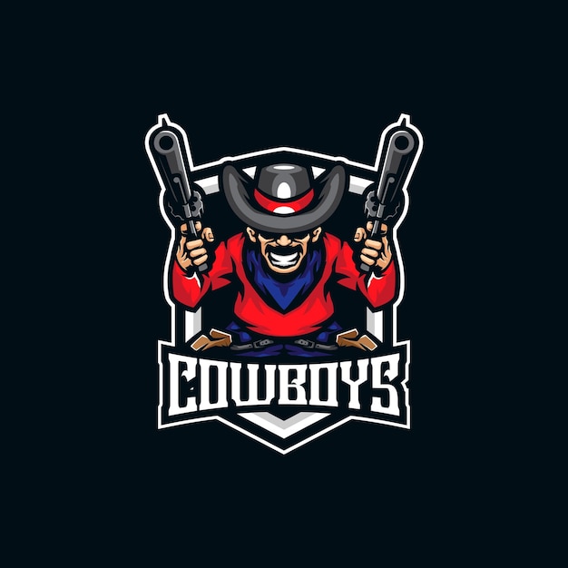 Cowboy mascotte logo ontwerp met moderne illustratie concept stijl voor badge embleem en t-shirt afdrukken sheriff cowboy illustratie voor sport en esport team