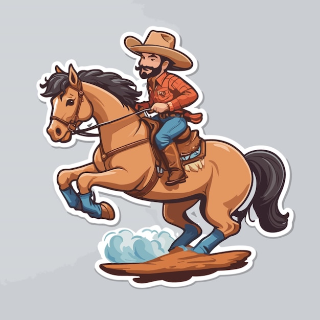 カウボーイが馬に乗っているアニメのベクトル