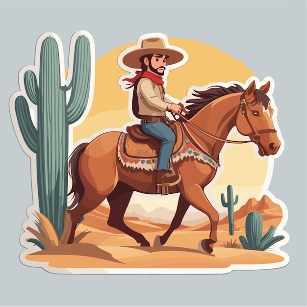 Vector cowboy riding horse cartoon vector
