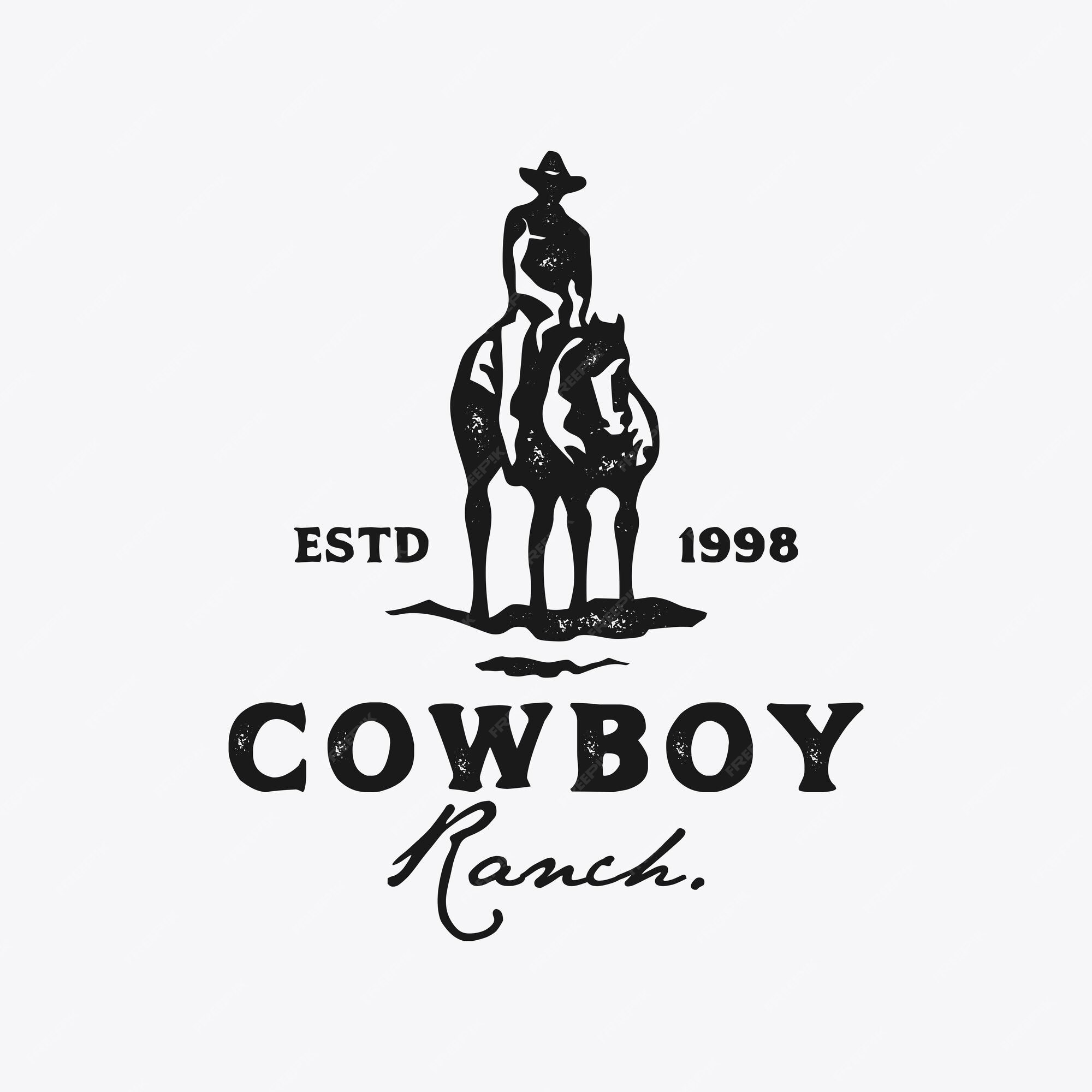 Premium Vector | Cowboy riding horse silhouette logo design illustration