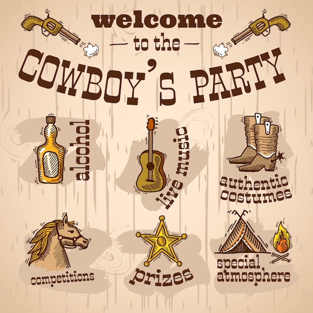 Vector cowboy's partij ontwerp