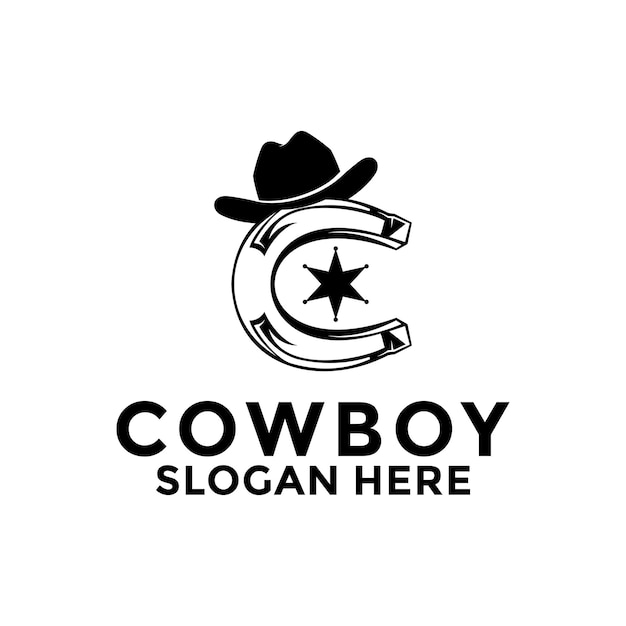 Cowboy Shoe logo in vintage style The cowboy logo vector template