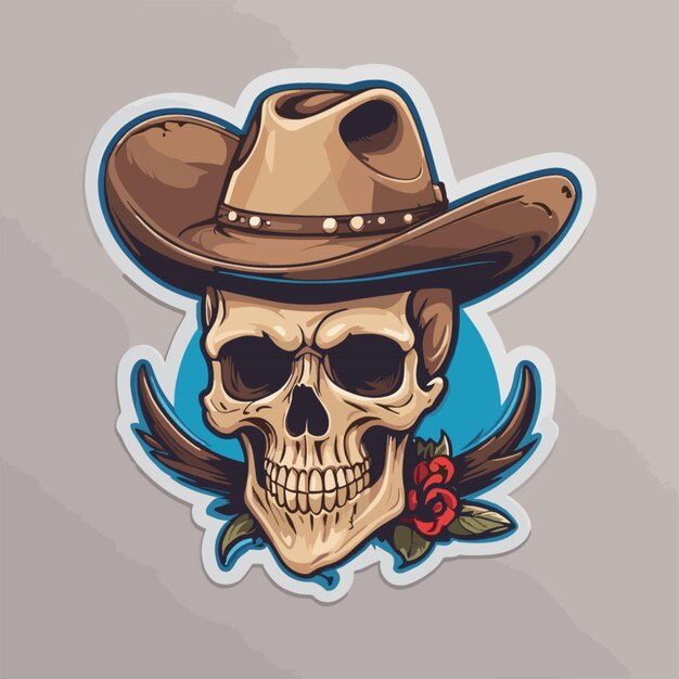 Cowboy skeleton cartoon vector