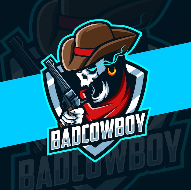 cowboy skull mascot esport logo design