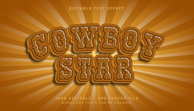 Cowboy star 3d text effect and editable text effect