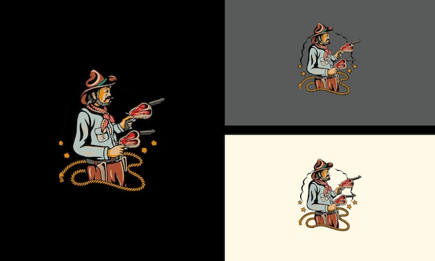 Cowboy vector illustration flat design