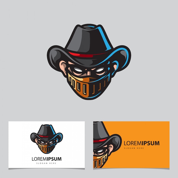 Vector cowboy warrior mascot logo