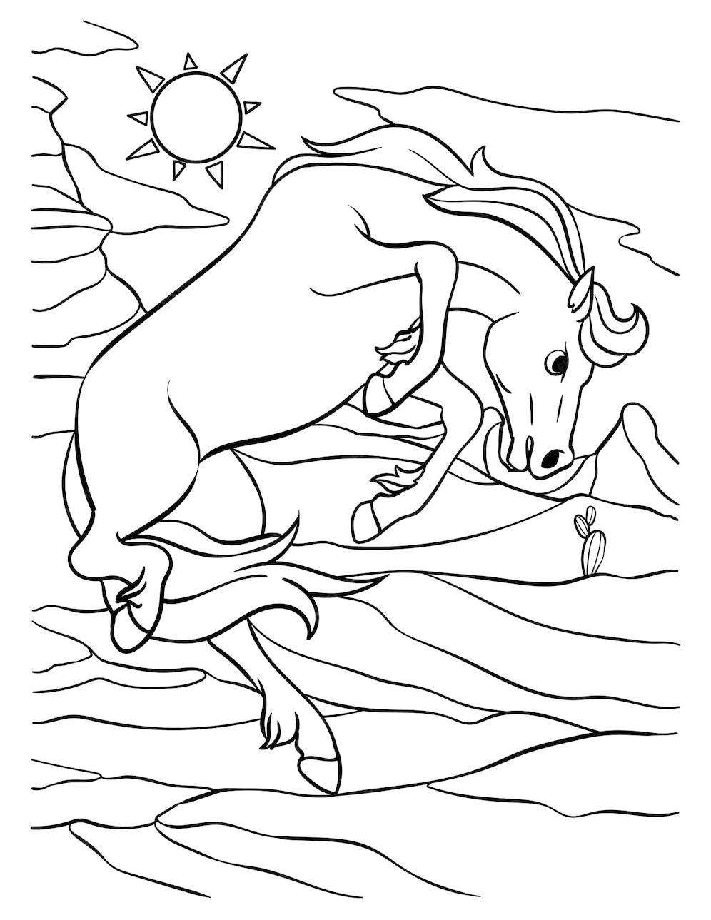Premium Vector Cowboy Wild Horse Coloring Page for Kids