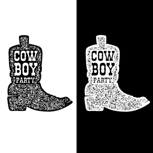 Cowboyfeestje. illustratie van cowboylaars die op wit wordt geïsoleerd. ontwerpelement voor logo, label, teken, poster, flyer. vector illustratie