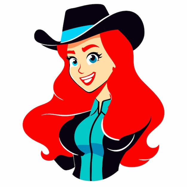 Cowboyhoed cowgirl westerse kleding met de hand getekend platte stijlvolle cartoon sticker icoon concept geïsoleerd