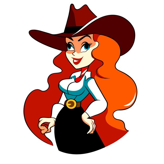 Vector cowboyhoed cowgirl westerse kleding met de hand getekend platte stijlvolle cartoon sticker icoon concept geïsoleerd