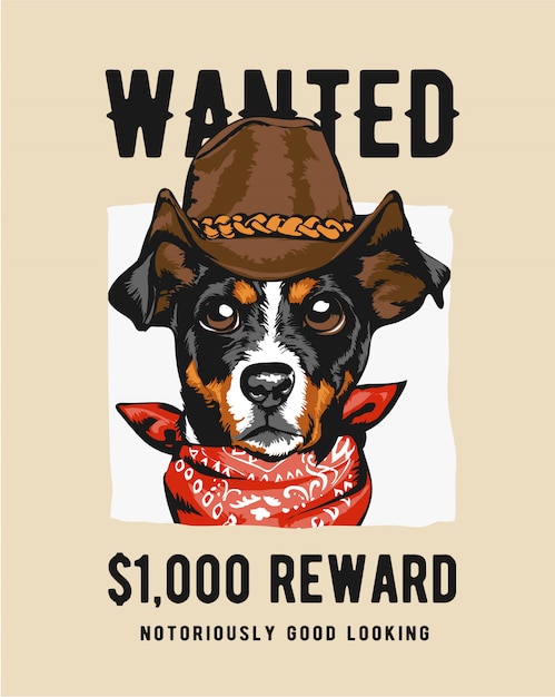 Cowboyhond in gezocht tekenillustratie