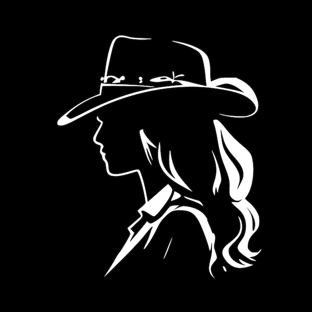 Cowgirl Black and White Vector illustration