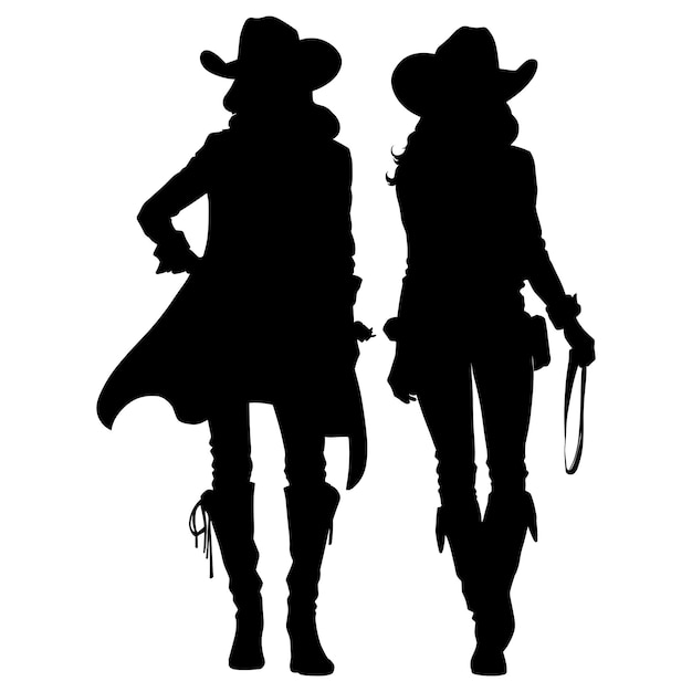 Vector cowgirl silhouet op wit