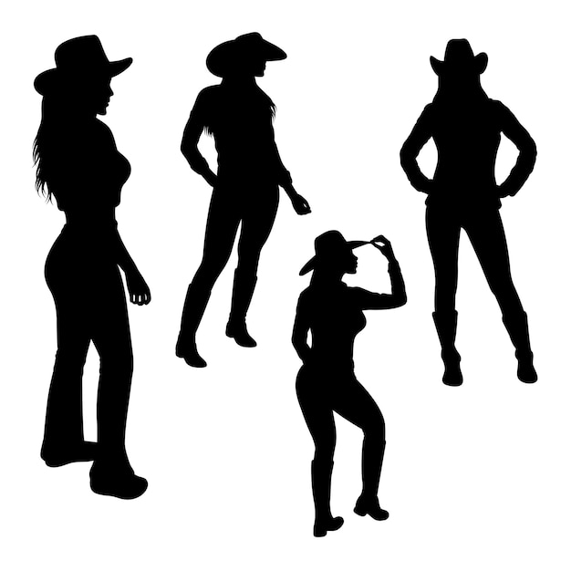 Vector cowgirl silhouetten