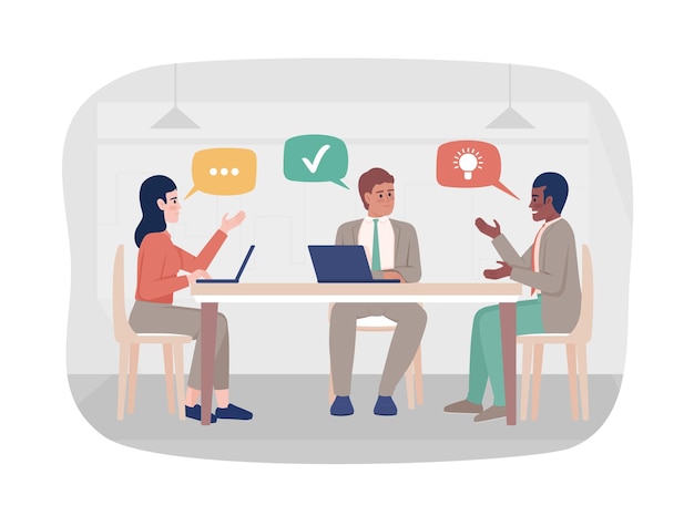 coworkers at brainstorming 2d vector isolated illustration