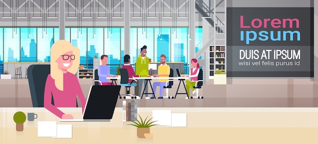Vector coworking business place illustration