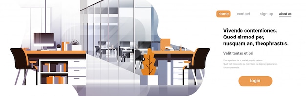 Vector coworking kantoor interieur banner