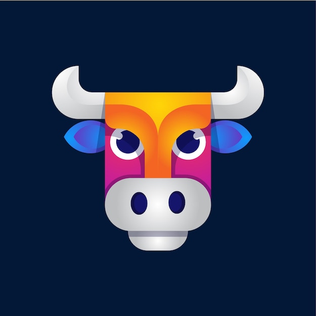 Vector cows head colorful gradient logo vector