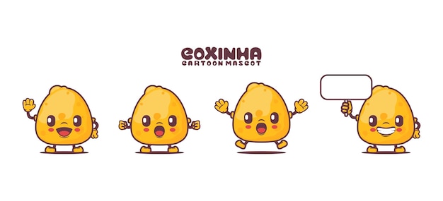 Coxinha cartoon mascot Brazilian food vector illustration