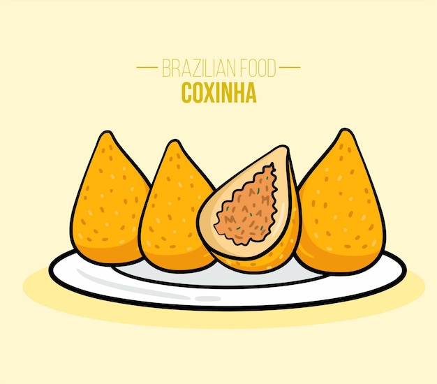 Vettore coxinha de frango galinha pollo cibo brasiliano fritto