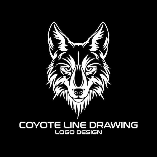 Coyote Line Drawing Vector Logo Design