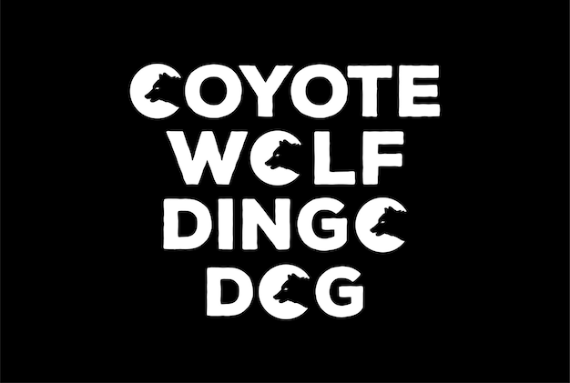 Койот Волк Динго Собака Тип Текста Слово Шрифт Типография Дизайн Логотипа Вектор