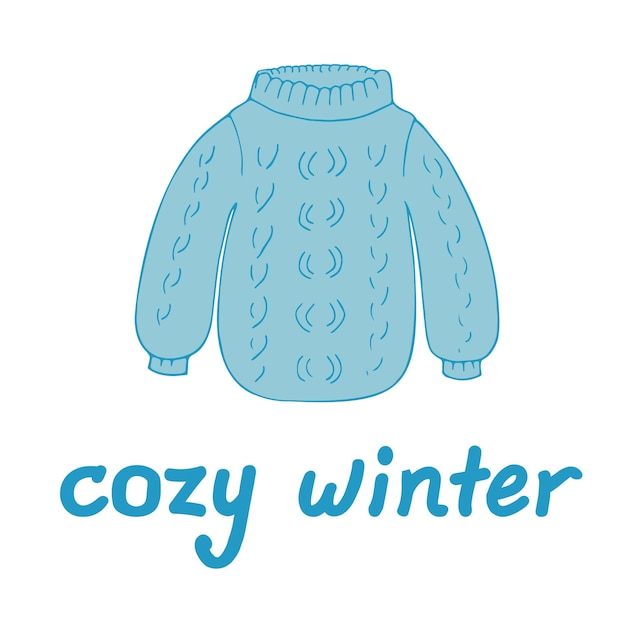 Coze winter warme trui Hand getekende kleding en tekst Vector illustratie Winter thema