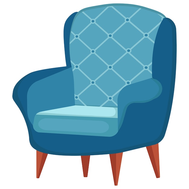 Vector cozy armchair on white background cartoon style vector illustration